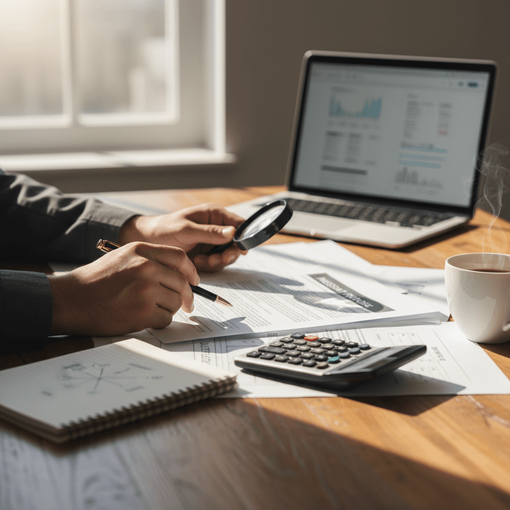 Real estate professional evaluating property details